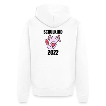 Schuldkind Einschulung 2022 - Unisex Premium Bio Zip Hoodie - Weiß - Hinten - Thijin (182cm)