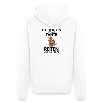 Tante Reiten Baby Strampler Pferd - Unisex Premium Bio Zip Hoodie - Weiß - Hinten - Thijin (182cm)
