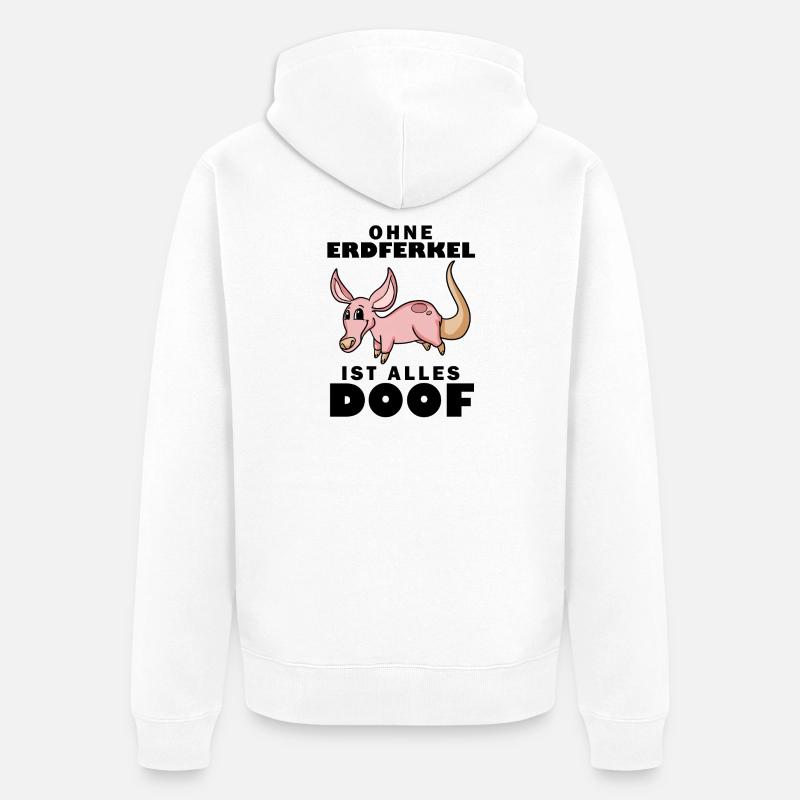 Erdferkel Motiv mit Spruch - Unisex Premium Bio Zip Hoodie - Weiß