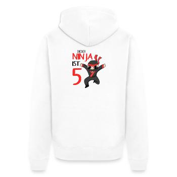 5 Jahre Junge Ninja - 5 Geburtstag - Ich bin 5 - Unisex Premium Bio Zip Hoodie - Weiß - Hinten - Thijin (182cm)