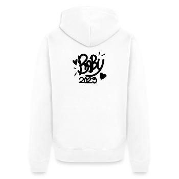 Bébé 2023 Grossesse enceinte - Veste à capuche bio Premium Unisexe - blanc - Dos - Thijin (182cm)