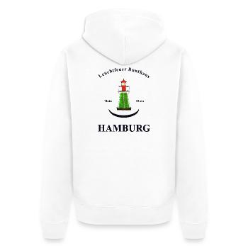 Hamburg Wahrzeichen Leuchtfeuer Bunthaus - Unisex Premium Bio Zip Hoodie - Weiß - Hinten - Thijin (182cm)