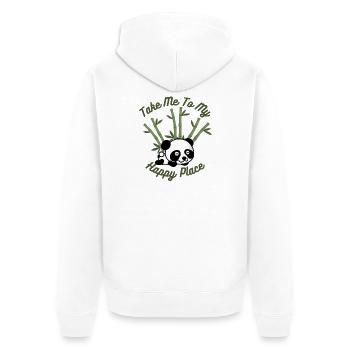 Take me to My Happy Place - Panda Lovers T-Shirt - Unisex Premium Bio Zip Hoodie - Weiß - Hinten - Thijin (182cm)