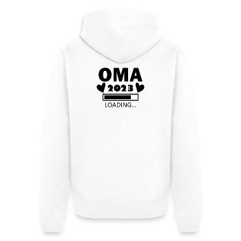 Oma 2023 - Werdende Oma 2023 - Unisex Premium Bio Zip Hoodie - Weiß - Hinten - Thijin (182cm)
