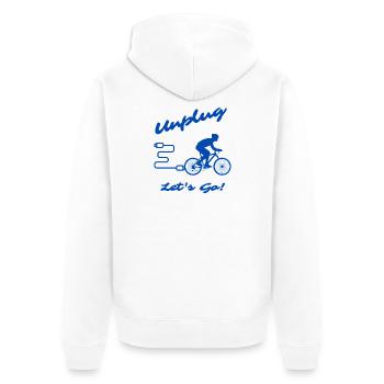Unplug Let's Go - Unisex Premium Bio Zip Hoodie - Weiß - Hinten - Thijin (182cm)
