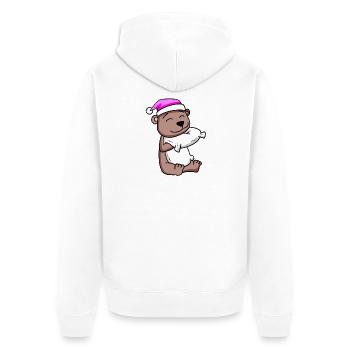 Ours avec oreiller et bonnet de couchage - Veste à capuche bio Premium Unisexe - blanc - Dos - Thijin (182cm)