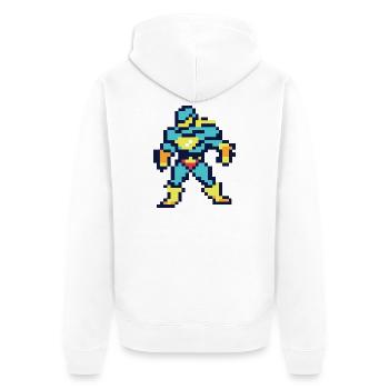 Pixel Art Superhero - Male Hero - Unisex Premium Organic Zip Hoodie - white - Back - Thijin (182cm)