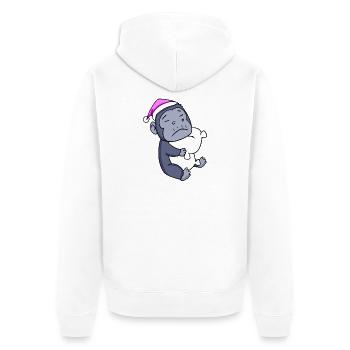Gorille avec oreiller et bonnet de couchage - Veste à capuche bio Premium Unisexe - blanc - Dos - Thijin (182cm)