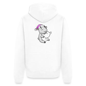 Ziege mit Kissen und Schlafmütze - Unisex Premium Bio Zip Hoodie - Weiß - Hinten - Thijin (182cm)