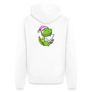 Dinosaure avec oreiller et bonnet de couchage - Veste à capuche bio Premium Unisexe - blanc - Dos - Thijin (182cm)