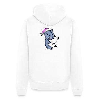 Hippopotame avec oreiller et bonnet de couchage - Veste à capuche bio Premium Unisexe - blanc - Dos - Thijin (182cm)