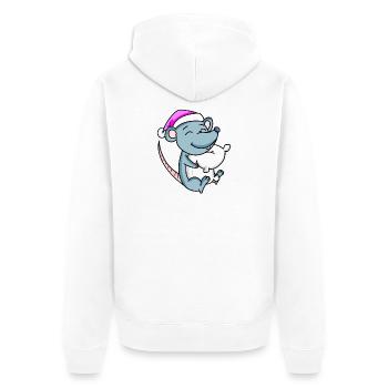 Souris avec oreiller et bonnet de couchage - Veste à capuche bio Premium Unisexe - blanc - Dos - Thijin (182cm)