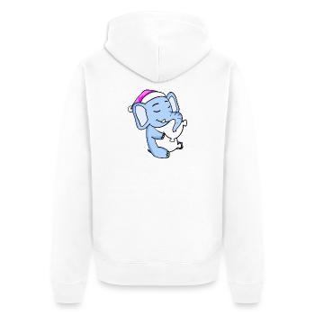 Éléphant avec oreiller et bonnet de couchage - Veste à capuche bio Premium Unisexe - blanc - Dos - Thijin (182cm)