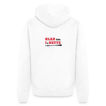 KLAR bin I a NETTE Klarinette Wortspiel - Unisex Premium Bio Zip Hoodie - Weiß - Hinten - Thijin (182cm)