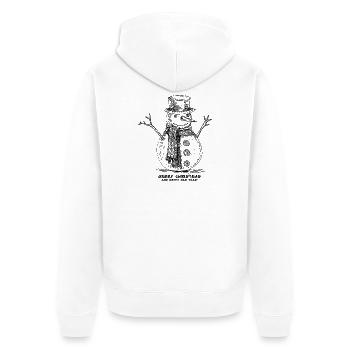 Schneemann Frohe Weihnachten - Unisex Premium Bio Zip Hoodie - Weiß - Hinten - Thijin (182cm)
