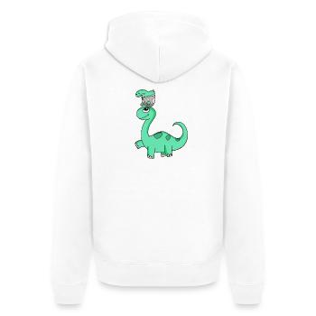 Dinosaures avec bébés dinosaures - Veste à capuche bio Premium Unisexe - blanc - Dos - Thijin (182cm)