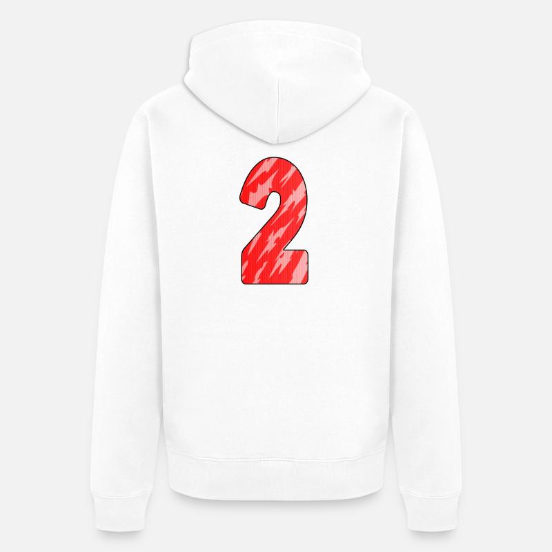 Number 2 Red Pattern - Unisex Premium Organic Zip Hoodie - white