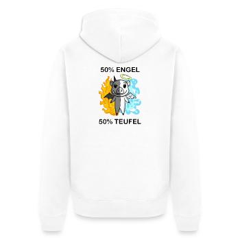 Schwein - Engel und Teufel - Unisex Premium Bio Zip Hoodie - Weiß - Hinten - Thijin (182cm)