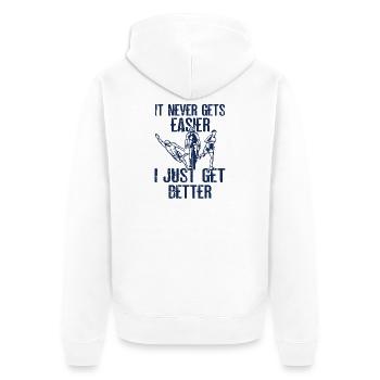 Ce ne sera jamais plus facile le triathlon - Veste à capuche bio Premium Unisexe - blanc - Dos - Thijin (182cm)