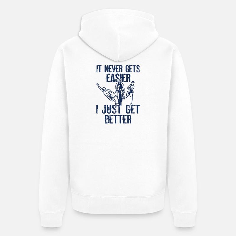 Es Wird Nie Einfacher Triathlon - Unisex Premium Bio Zip Hoodie - Weiß