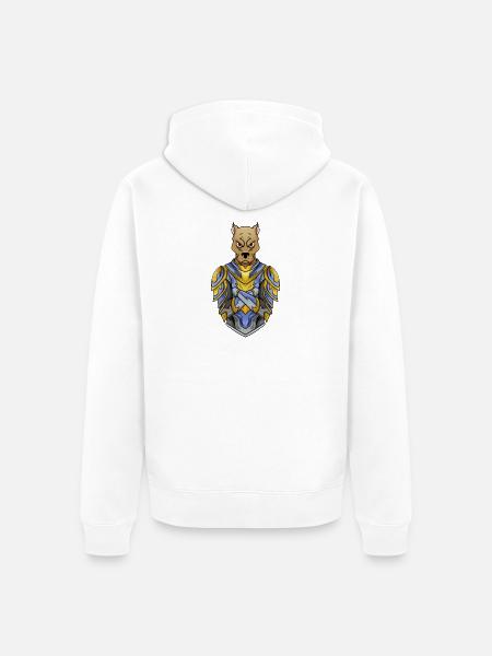 Knight Dog in Medieval Armor - Unisex Premium Organic Zip Hoodie - white