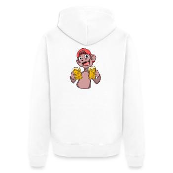 Affe mit Biergläser - Unisex Premium Bio Zip Hoodie - Weiß - Hinten - Thijin (182cm)