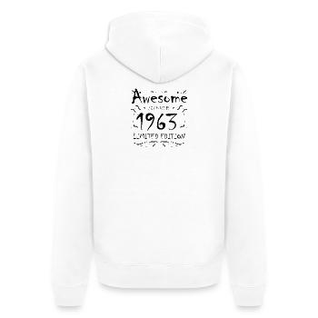 Fantastisch seit 1963 - Jahrgang 1963 - Unisex Premium Bio Zip Hoodie - Weiß - Hinten - Thijin (182cm)