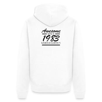 1983 - Born 1983 - Unisex Premium Organic Zip Hoodie - white - Back - Thijin (182cm)