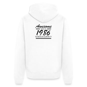 1986 - Born 1986 - Unisex Premium Organic Zip Hoodie - white - Back - Thijin (182cm)