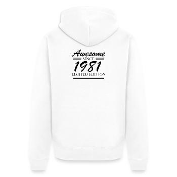 1981 - Born 1981 - Unisex Premium Organic Zip Hoodie - white - Back - Thijin (182cm)