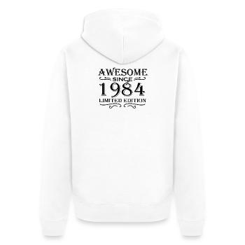 1984 - Jahrgang 1984 - Unisex Premium Bio Zip Hoodie - Weiß - Hinten - Thijin (182cm)
