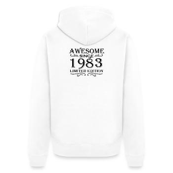 1983 - Born 1983 - Unisex Premium Organic Zip Hoodie - white - Back - Thijin (182cm)