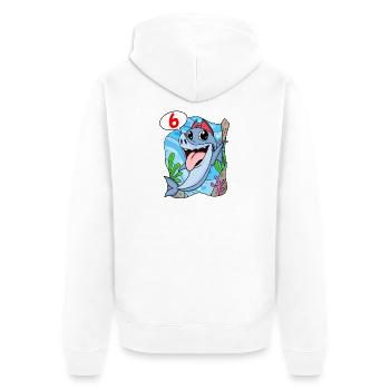 Shark Fish Shark Pirate 6 years old Boy - Unisex Premium Organic Zip Hoodie - white - Back - Thijin (182cm)