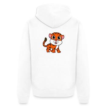 Tiger - Unisex Premium Bio Zip Hoodie - Weiß - Hinten - Thijin (182cm)