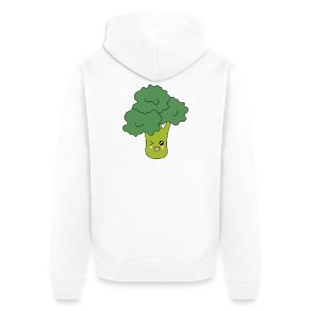 Kawaii Brokkoli Gemüse vegan - Unisex Premium Bio Zip Hoodie - Weiß - Hinten - Thijin (182cm)