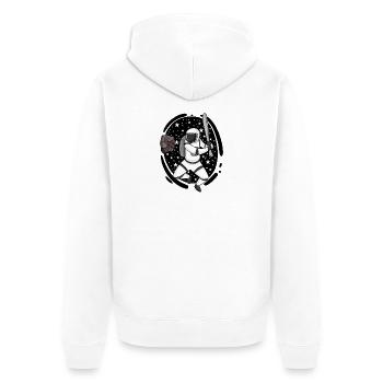 Astronaut mit Baseballschläger im Weltall - Unisex Premium Bio Zip Hoodie - Weiß - Hinten - Thijin (182cm)
