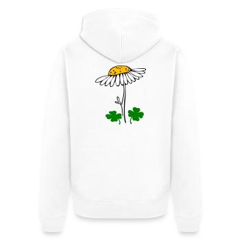 Lucky clover, chamomile blossom - Unisex Premium Organic Zip Hoodie - white - Back - Thijin (182cm)