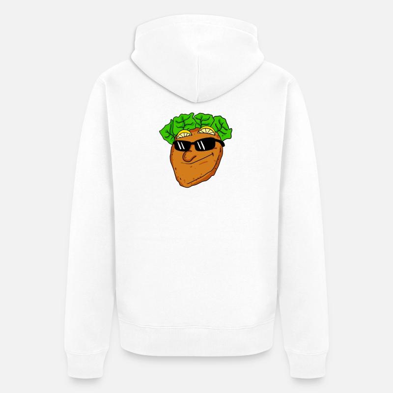 Schnitzel cool avec lunettes de soleil - Veste à capuche bio Premium Unisexe - blanc