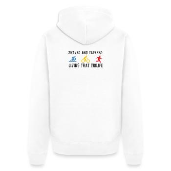 Shaved And Tapered Living That Trilife - Unisex Premium Organic Zip Hoodie - white - Back - Thijin (182cm)
