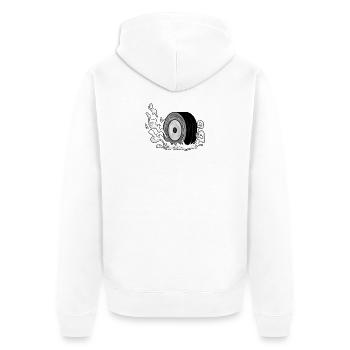 Driften Reifen - Unisex Premium Bio Zip Hoodie - Weiß - Hinten - Thijin (182cm)