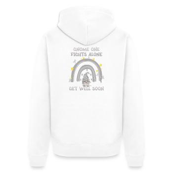 Gnome One Fights Alone Brain Cancer - Unisex Premium Organic Zip Hoodie - white - Back - Thijin (182cm)