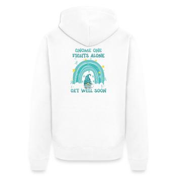 Gnome One Fights Alone Ovarian Cancer - Unisex Premium Organic Zip Hoodie - white - Back - Thijin (182cm)