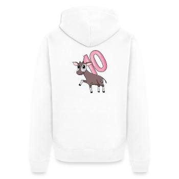 Mädchen 10 Jahre alt Okapi 10. Geburtstag Geschenk - Unisex Premium Bio Zip Hoodie - Weiß - Hinten - Thijin (182cm)