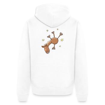 Cheval drôle qui fait le poirier - Veste à capuche bio Premium Unisexe - blanc - Dos - Thijin (182cm)