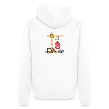 8th birthday 8 years crane construction site boy - Unisex Premium Organic Zip Hoodie - white - Back - Thijin (182cm)