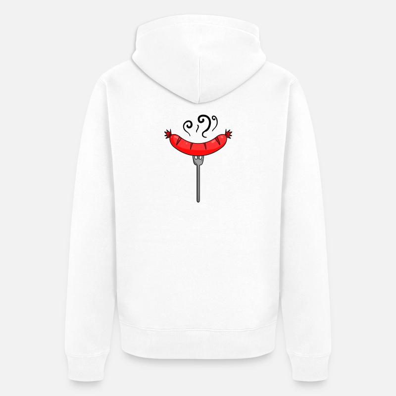 Saucisse Currywurst Viande Bratwurst Grillwurst - Veste à capuche bio Premium Unisexe - blanc