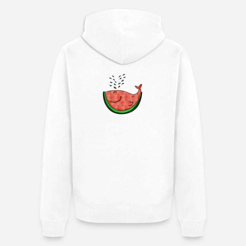 Wassermelone Wal Geschenk - Unisex Premium Bio Zip Hoodie - Weiß