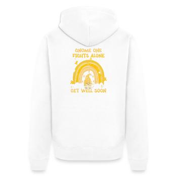 Gnome One Fights Alone Sarcoma Cancer - Unisex Premium Organic Zip Hoodie - white - Back - Thijin (182cm)