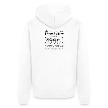 1990 - Born 1990 - Unisex Premium Organic Zip Hoodie - white - Back - Thijin (182cm)