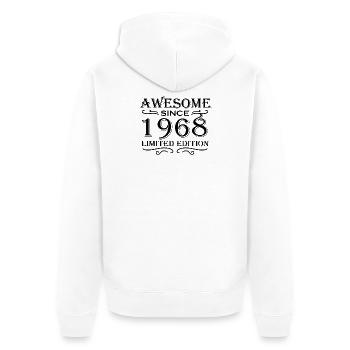 1968 - Jahrgang 1968 - Unisex Premium Bio Zip Hoodie - Weiß - Hinten - Thijin (182cm)